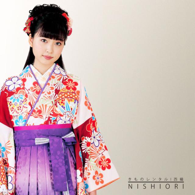 二尺袖着物 袴 H Lブランド レンタル 貸衣装 Mサイズ 小学生 対応可 赤