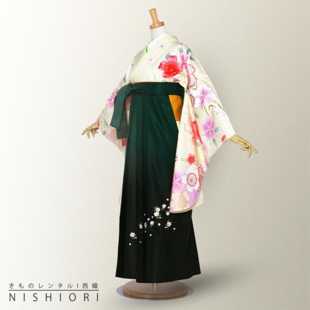 絵羽柄 二尺袖 ブランド 着物 袴 レンタル From KYOTO 貸衣装 Sサイズ Mサイズ Lサイズ 小学生 対応可 クリーム 淡色 桜 緑 ブーツ選択可