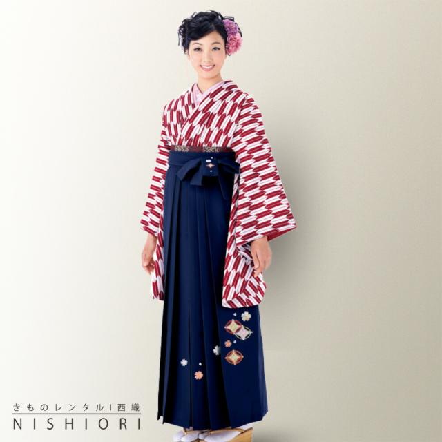 二尺袖着物 刺繍袴 レンタル 貸衣装 Mサイズ 小学生 対応可 赤 矢絣 紺 ブーツ選択可