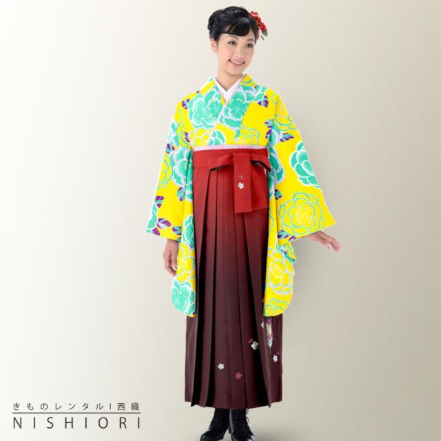 二尺袖着物 刺繍袴 レンタル 貸衣装 Mサイズ 小学生 対応可 黄色 水色 赤 ブーツ選択可