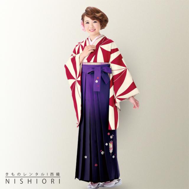 二尺袖着物 刺繍袴 レンタル 貸衣装 Mサイズ 小学生 対応可 赤 クリーム 紫 ブーツ選択可