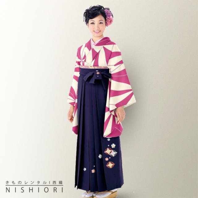 二尺袖着物 刺繍袴 レンタル 貸衣装 Mサイズ 小学生 対応可 ピンク 紫 ブーツ選択可