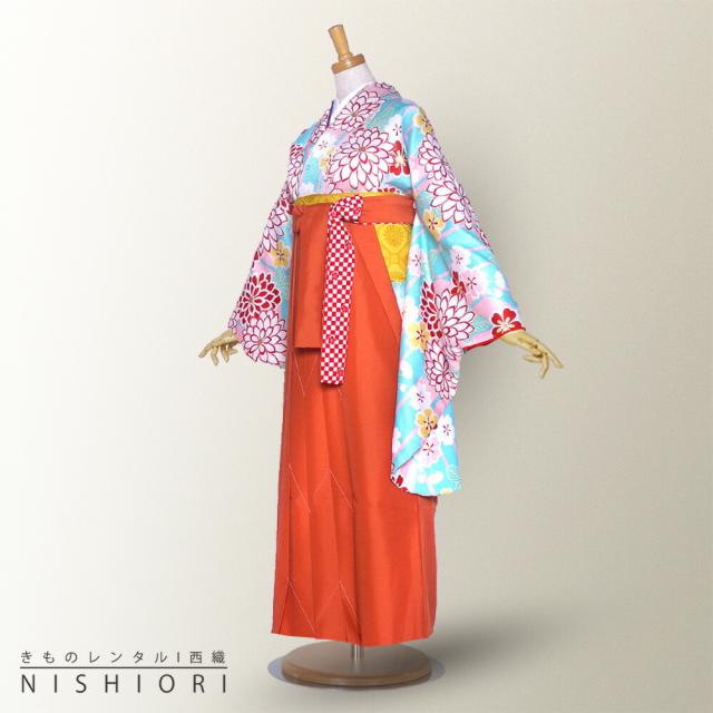 二尺袖 着物 袴 レンタル HL 貸衣装 小学生 ジュニアサイズ Sサイズ Mサイズ 緑 青 ブーツ選択可