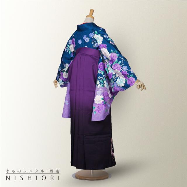 二尺袖 着物 袴 レンタル 貸衣装 LLサイズ 青 ブルー 紫 パープル 刺繍 ブーツ選択可 二尺袖 着物 袴 レンタル 貸衣装 LLサイズ 青 ブルー 紫 パープル 刺繍 ブーツ選択可