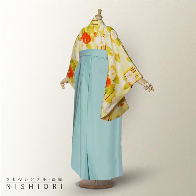 二尺袖 袴 レンタル ひさかたろまん ブランド 着物 貸衣装 SサイズMサイズ 小学生 対応可 薄黄色 椿 ミントグリーン ブーツ選択可