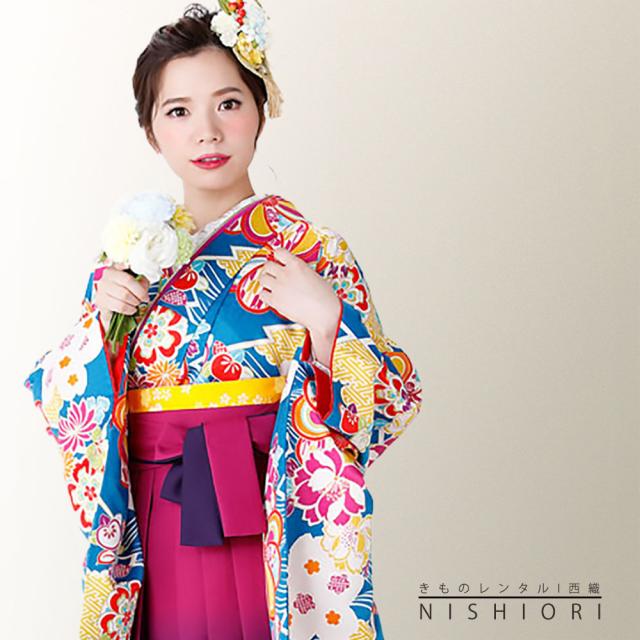 和遊日 二尺袖 着物 袴 レンタル 貸衣装 Sサイズ 小学生 対応可 エンジ