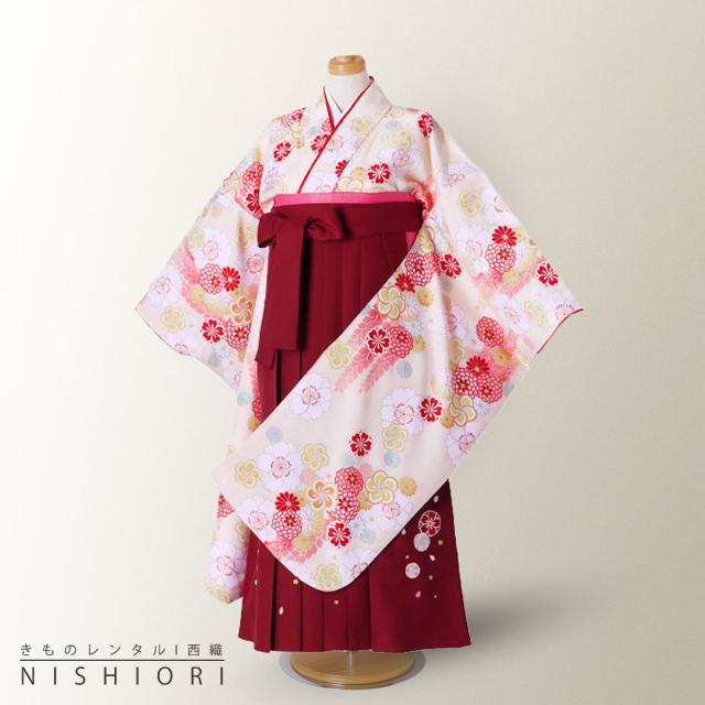 小町kids ジュニア キッズ 着物 袴 レンタル 往復十三参り 貸衣装 卒業式 白 クリーム ワイン 小学生 ブーツ選択可
