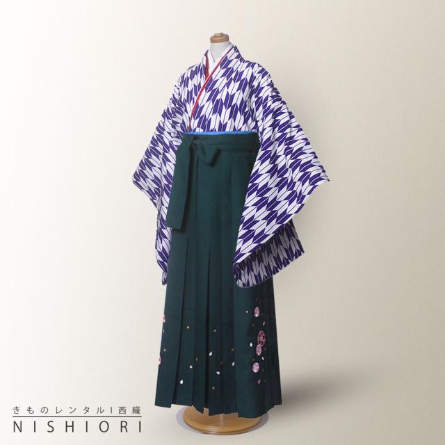 ジュニア キッズ 着物 袴 レンタル 往復十三参り 貸衣装 卒業式 小学生 青 白 緑 無地 ブーツ選択可