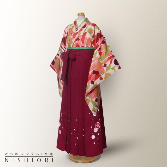 ジュニアサイズ 二尺袖 着物 袴 レンタル 往復貸衣装 卒業式 ジュニア 小学生 対応 ピンク 赤 緑 ブーツ選択可