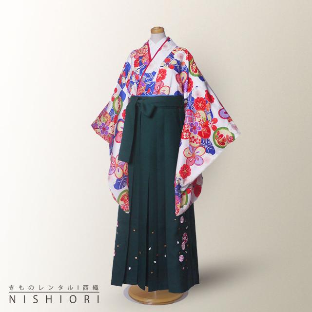 式部浪漫 ジュニアサイズ ブランド二尺袖 着物 袴 レンタル 往復貸衣装 卒業式 ジュニア 小学生 対応 白 青 梅 赤 ブーツ選択可