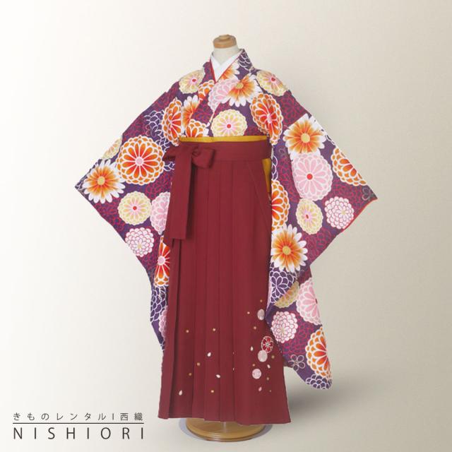 卒業式 二尺袖 ジュニア 着物 レンタル 小町kids 袴 往復十三参り 貸衣装 小学生 紫 赤 エンジ 刺繍 ブーツ選択可