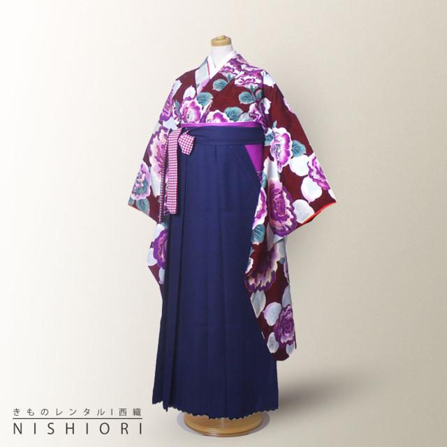 ジュニア 二尺袖 着物 袴 レンタル mezzo piano メゾピアノ ブランド 往復十三参り 卒業式 貸衣装 小学生 青 ワイン ブーツ選択可