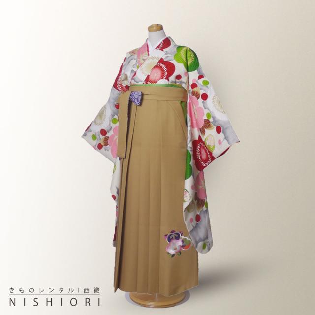 ジュニア 二尺袖 着物 袴 レンタル 九重 ブランド 往復十三参り 卒業式 貸衣装 小学生 白 からし ブーツ選択可