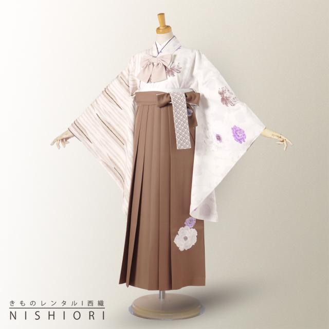 レンタル JAPAN STYLE 二尺袖 着物 袴 レンタル フルセット ブランド 往復送料無料 ブーツ選択可 リボン オフホワイト 黒 左右非対称 牡丹 刺繍 モノトーン くすみカラー レンタル JAPAN STYLE 二尺袖 着物 袴 レンタル フルセット ブランド