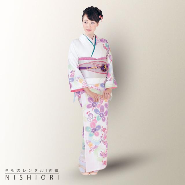 訪問着 レンタル 着物 貸衣装 フルセット HL アッシュエル ブランド 白 ホワイト No.0036