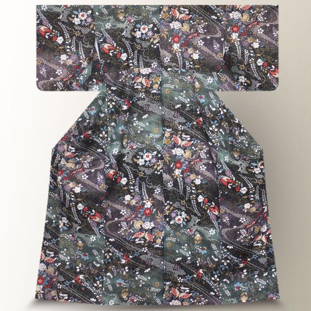 訪問着 レンタル 着物 貸衣装 フルセット 小紋正絹 小紋 黒 小紋柄No.0046 訪問着 レンタル 着物 貸衣装 フルセット 小紋正絹 小紋 黒 小紋柄No