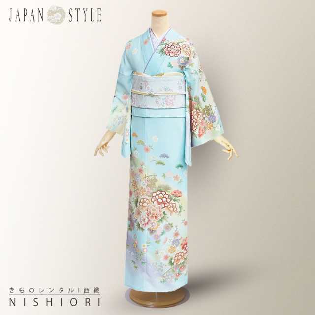 訪問着 レンタル 着物 貸衣装 フルセット JAPAN STYLE ブランド水色 青