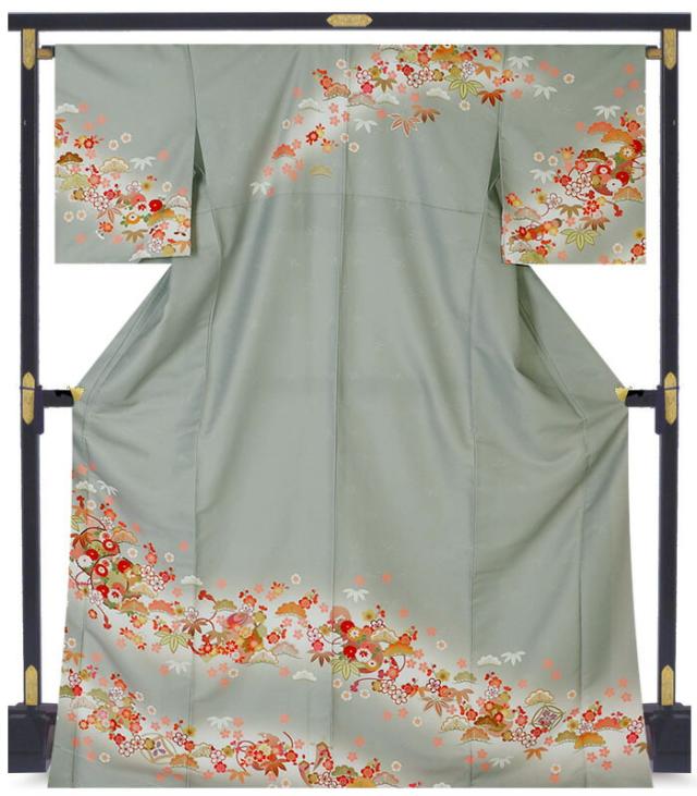 訪問着 レンタル 着物 貸衣装 フルセット HL アッシュエル淡色 鼓