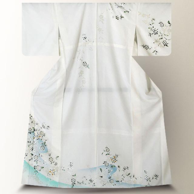 訪問着 レンタル 着物 貸衣装 フルセット 雪白 桜 銀No.0116の通販はau