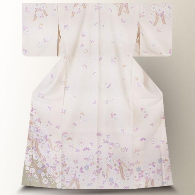 訪問着 レンタル 着物 貸衣装 フルセット 薄黄 辻が花風 萩No.0150の