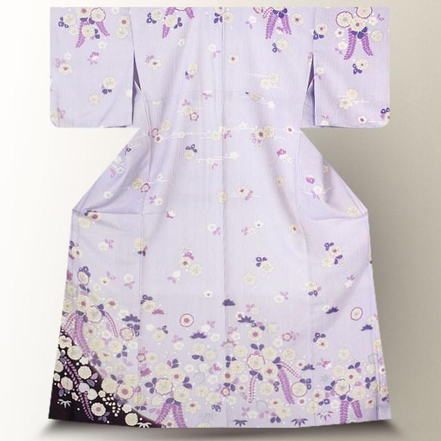 訪問着 レンタル 着物 貸衣装 フルセット 紫 辻が花風 萩No.0152の通販
