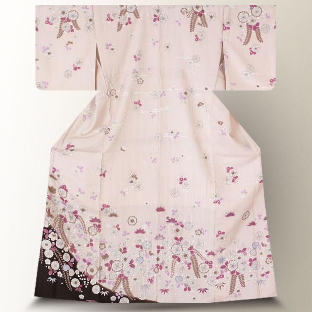 訪問着 レンタル 着物 貸衣装 フルセット 薄紫 えんじ 辻が花風 萩No