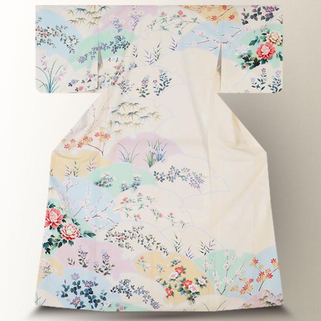 訪問着 レンタル 着物 貸衣装 フルセット パステルカラー 牡丹 梅 桔梗