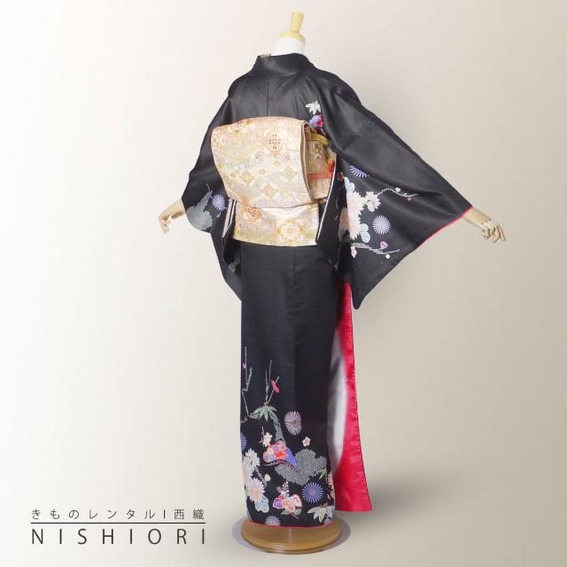 訪問着 レンタル 着物 貸衣装 フルセット 黒 松竹梅 菊No.0177 訪問着 レンタル 着物 貸衣装 フルセット 黒 松竹梅 菊No.0177の通販は