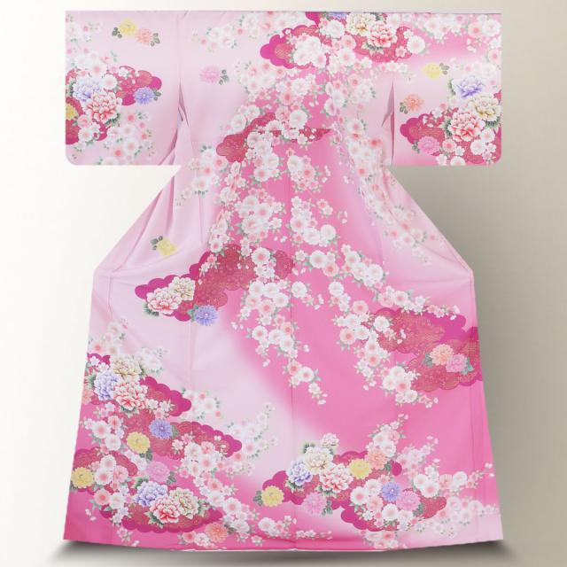 訪問着 レンタル 着物 貸衣装 フルセット ピンク 桜No.0203