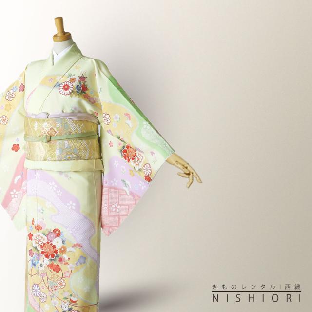 訪問着 レンタル 着物 貸衣装 フルセット 黄緑 グリーン 大柄 牡丹No.0220 訪問着 レンタル 着物 貸衣装 フルセット 黄緑 グリーン 牡丹No.0210の