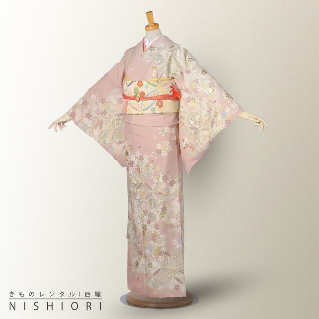 訪問着 レンタル 着物 貸衣装 フルセット JAPAN STYLE ブランド 薄ピンク 上品 No.0229