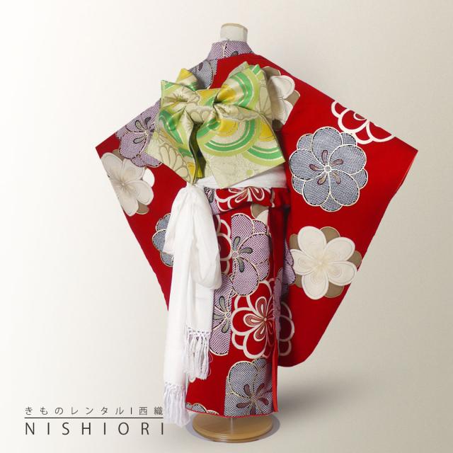 赤い着物 紅 一点 七五三 七歳 正絹 七五三 7歳 着物セット 女の子