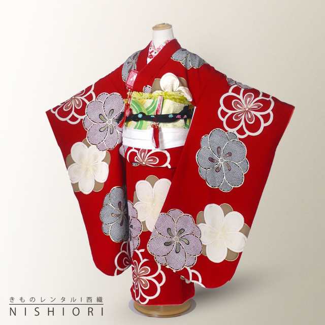 紅一点 七五三 レンタル 四つ身 着物 七五三 貸衣装 女児 和服 セット 古典 往復送料無料 古典 赤 鹿の子 6,639円