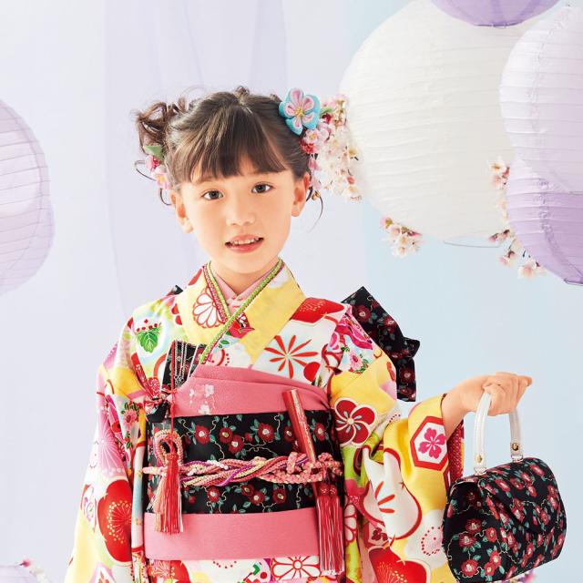 レンタル 式部浪漫 ブランド 七五三 四つ身 着物 フルセット 貸衣装 7歳 貸衣装 七歳 古典 梅 水色_1
