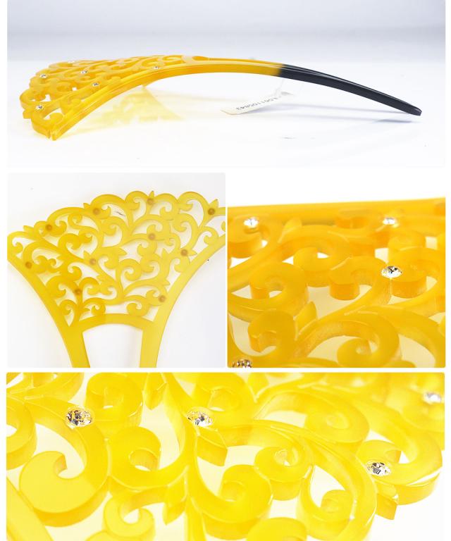 和装 上品 簪 バチ型 髪飾り 高級 かんざし べっ甲調 クリア 唐草