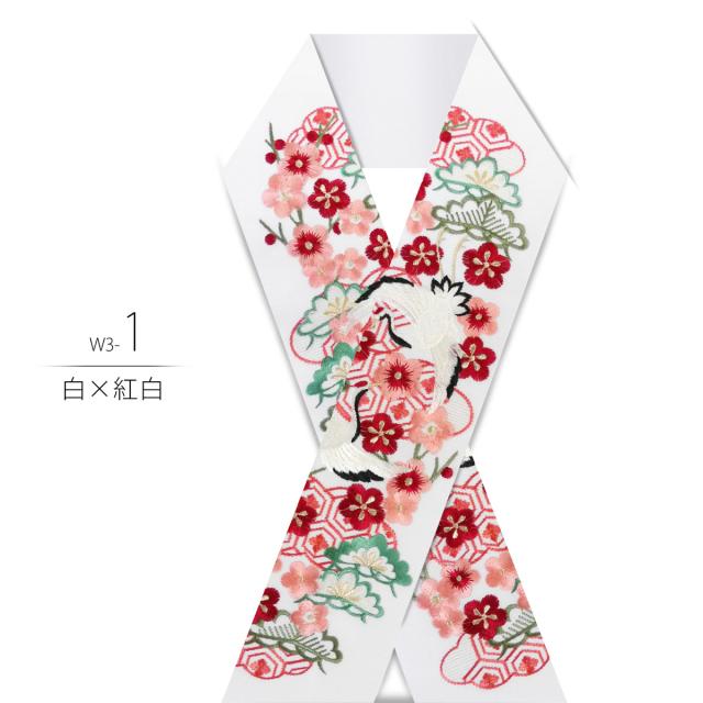 Silelly シルエリー 赤白市松　豪華　半襟　刺繍　半衿白地 Silelly シルエリー 赤白市松 豪華 半襟 刺繍 半衿白地