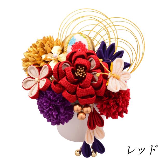【Arenca】髪飾り 成人式 花髪飾り Uピン 13点セット フラワーポット入り インテリア パッケージ 選べる 4色 「花蝶風月」 和 ピンク ホワイト レッド グリーン 振袖用 お花飾り つまみ細工 成人式 卒業式 結婚式 着物 日本製_13