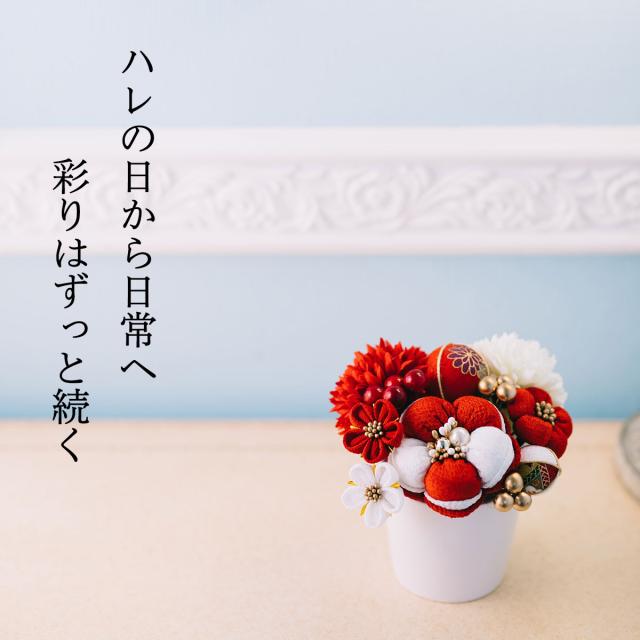 【Arenca】髪飾り 成人式 花髪飾り Uピン 12点セット フラワーポット入り インテリア パッケージ 選べる 5色 「福寿梅」 うめ レッド 黒 パープル ベージュ 白 くすみカラー 振袖用 お花飾り 成人式 卒業式 結婚式 着物 日本製_2