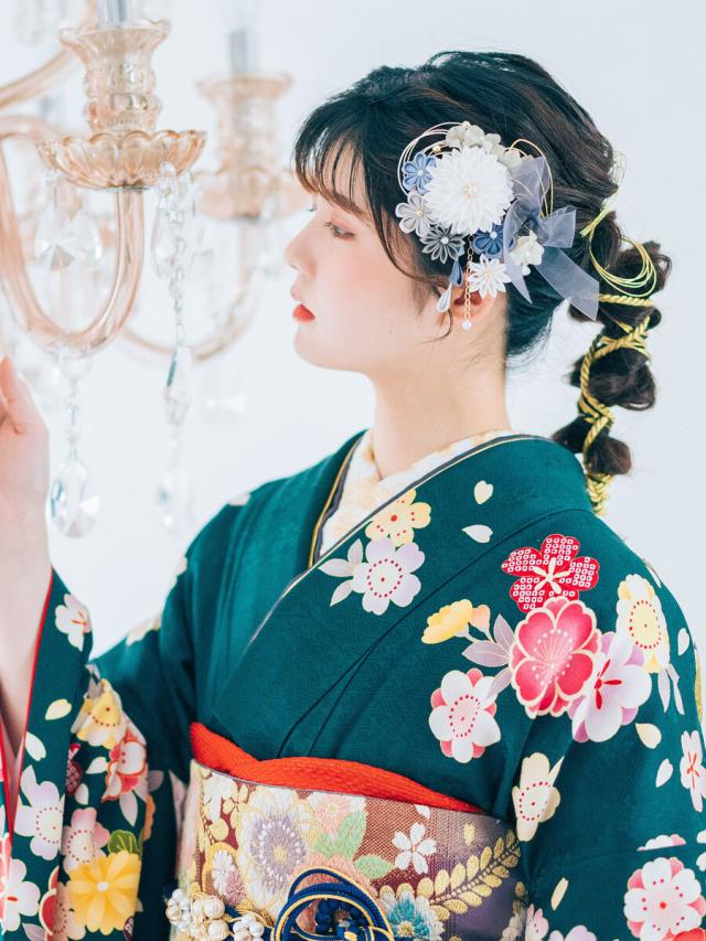 髪飾り 卒業袴 振袖に エレガント&amp;華やか ニュアンスカラー ゴールド系 オーガンジーリボン 花かざり 3点セット 洋風 くすみカラー 日本製 ベージュ アンティークカラー 洋風 和モダン_1