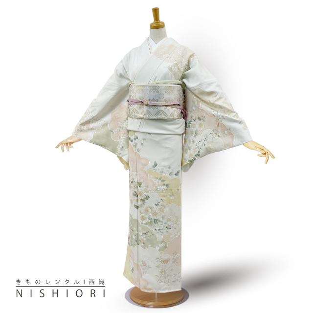 訪問着 レンタル 着物レンタル 貸衣装 フルセット 入学式 卒業式 七五三 結婚式 お宮参り 結納 お茶会 パーティー 母親 ママ 人気 訪問着レンタル 付下げ フルセットレンタル 【ワイドサイズ】生成り No.0253