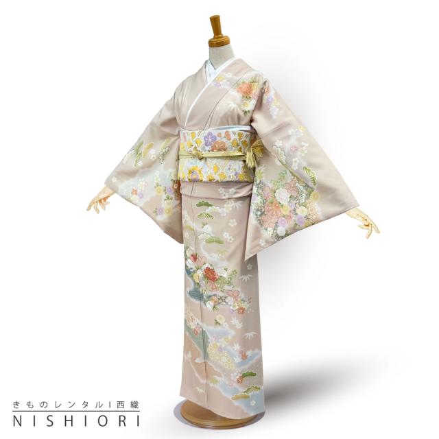 訪問着 レンタル 着物レンタル 貸衣装 フルセット 入学式 卒業式 七五三 結婚式 お宮参り 結納 お茶会 パーティー 母親 ママ 人気 訪問着レンタル 付下げ フルセットレンタル ベージュ クリーム No.0283