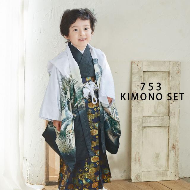 新着ベビー・キッズ - 【刺繍鷹紺】七五三 3歳 着物 被布コートセット 男の子 Q81786189 【刺繍鷹紺】七五三 3歳 着物　被布コートセット　男の子
