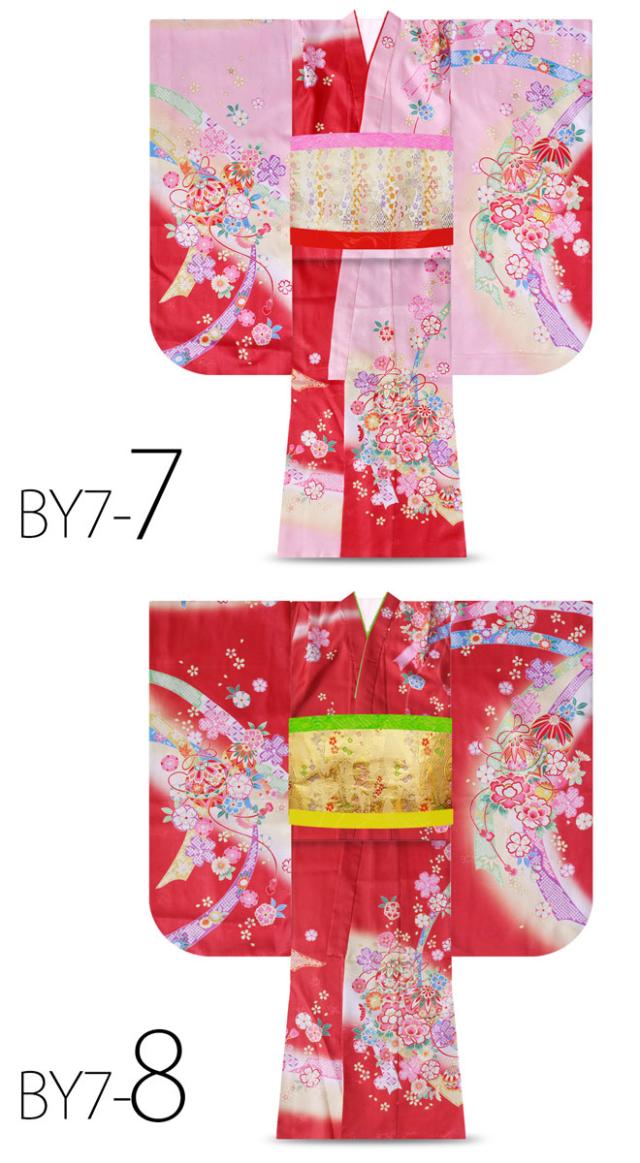 四つ身フルセット 豪華な絵羽柄 作り帯付き絵羽柄 15点 フルセット 選べる8柄 古典 レトロ 7歳 七歳 女児 着物セット 七五三 お正月 ひな祭り 結婚式 四ツ身 女の子 ピンク 水色 赤 白 古典柄 晴れ着 かわいい 子供 753_6