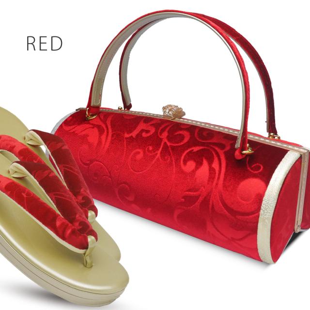 草履バッグセット ベルベットが美しい ワイドデザイン 2枚芯