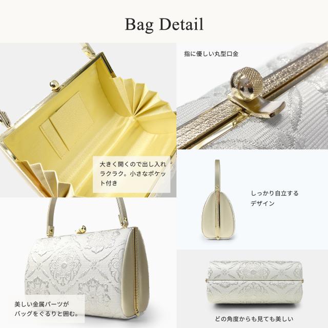 草履バッグ 2点セット ローブデコルテ調 帯地 フォーマル 選べる2色 ブラック ホワイト 5.5cmヒール フリーサイズ 草履 和装 着物 和装バッグ 振袖_4