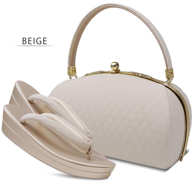 草履バッグセット ニュアンスカラー キルト素材 振袖向き 無地感