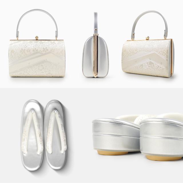 2025年 新作 小桜文様 帯地 フォーマル 2枚芯 草履 バック 2点セット 選べる 5サイズ 2色 金 銀 S M L LL 3L 訪問着 留袖 振袖に 成人式 結婚式 入学式 エナメル 帯地 ゴールド シルバー 礼装 バック 痛くない厚手の鼻緒