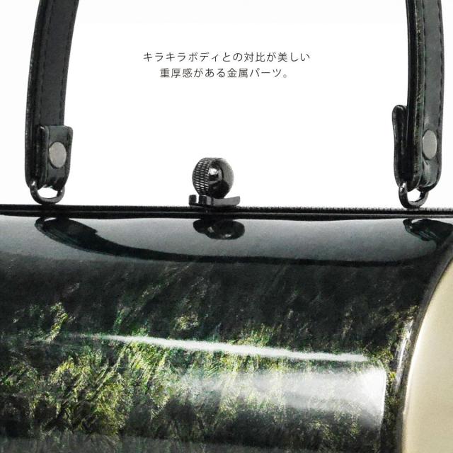 エナメル 遊色ラメ地 7cm 3枚芯 ハイヒール 草履 バッグ セット クールカラー 5色 成人式 振袖用 フォーマル 艶有り パープル ピンク ブラウン イエロー グリーン ブルー ブラック 黒地メイン ふりそで 晴れ着に ママフリ【成人式 前撮り 卒業式 入学式 】バック 卒業袴_4