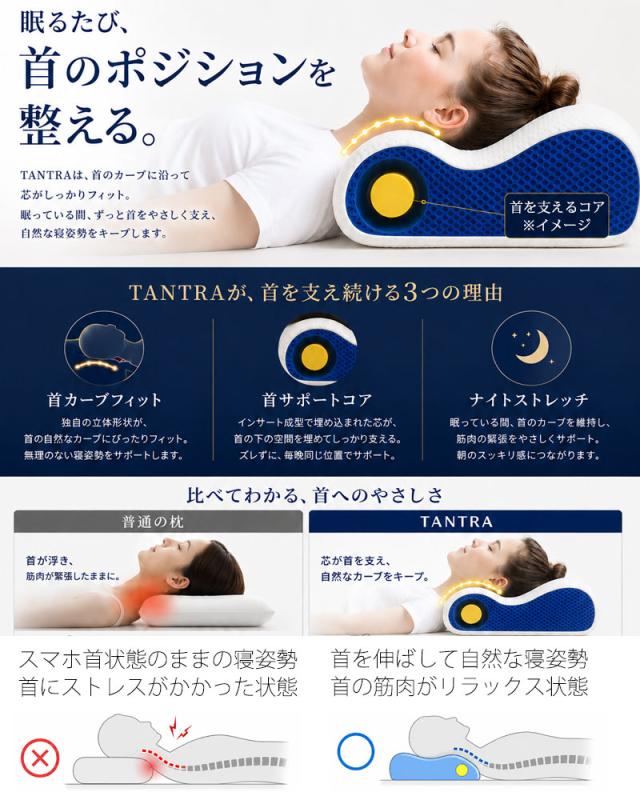 枕 芯で支える ストレートネック ピロー ブルーブラッド タントラ