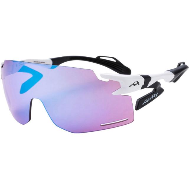 Airfly エアフライ 鼻パッドがないスポーツサングラスAF-301 C-2BKホワイトマット 非調光レンズ装着モデル マルチスポーツ サングラス (af301c2bk)